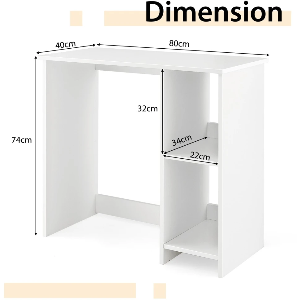 Promotion 31.5" baltas spalvos modernus darbo stalas su 2 skyreliais
