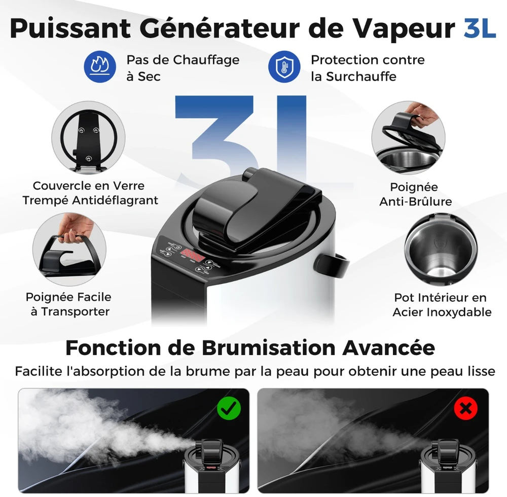 Promotion 3L nešiojama garų pirtis 1 asmeniui, 9 temperatūros lygiai, kojų masažuoklis