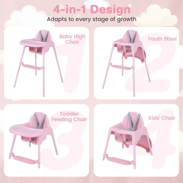 Promotion 4-in-1 kūdikio aukštas kėdė 6-38 mėn, rožinė