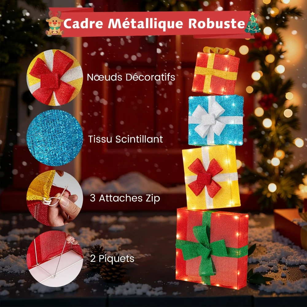 Promotion 4 LED Apšviestų Dovanų Dėžučių Komplektas 120cm