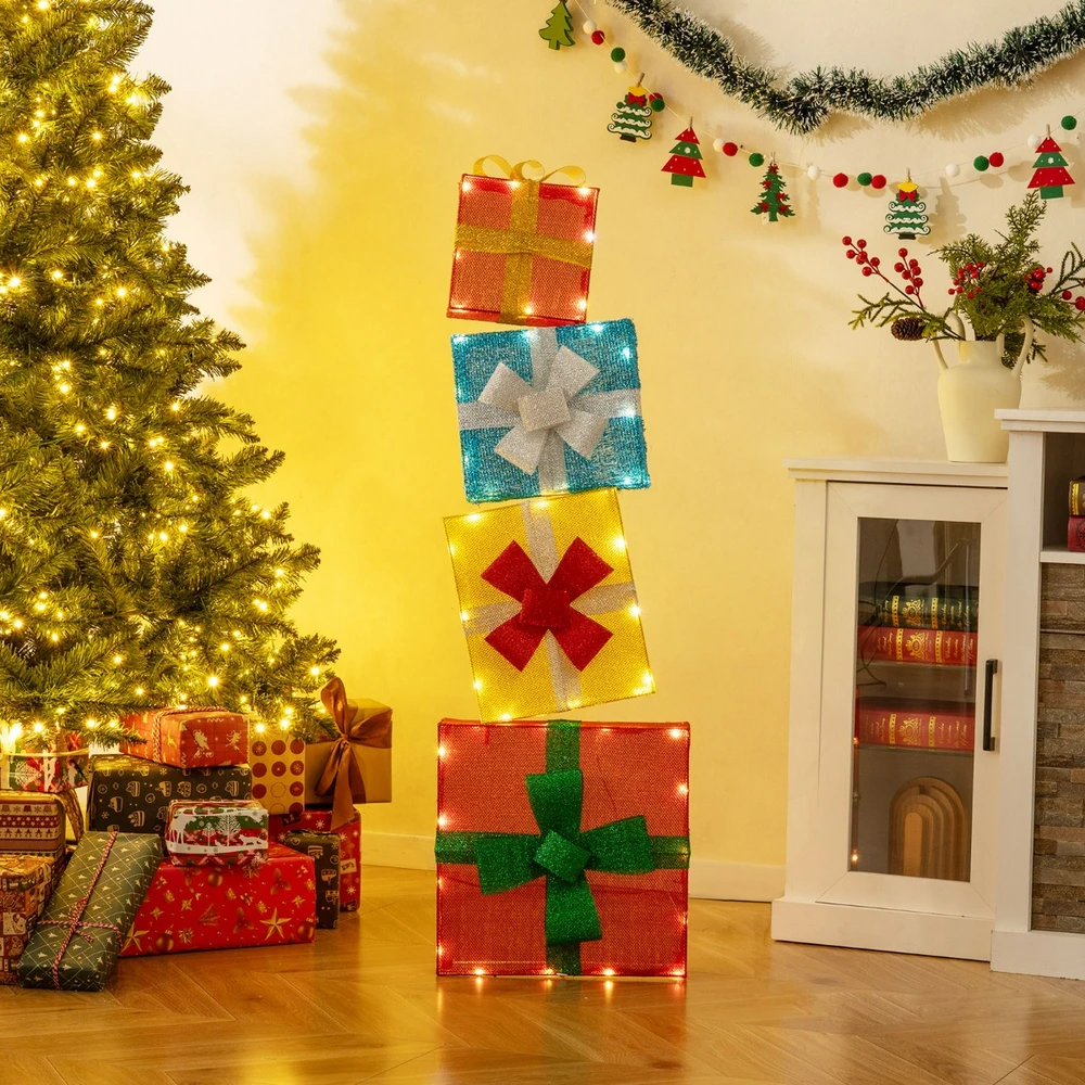 Promotion 4 LED Apšviestų Dovanų Dėžučių Komplektas 120cm