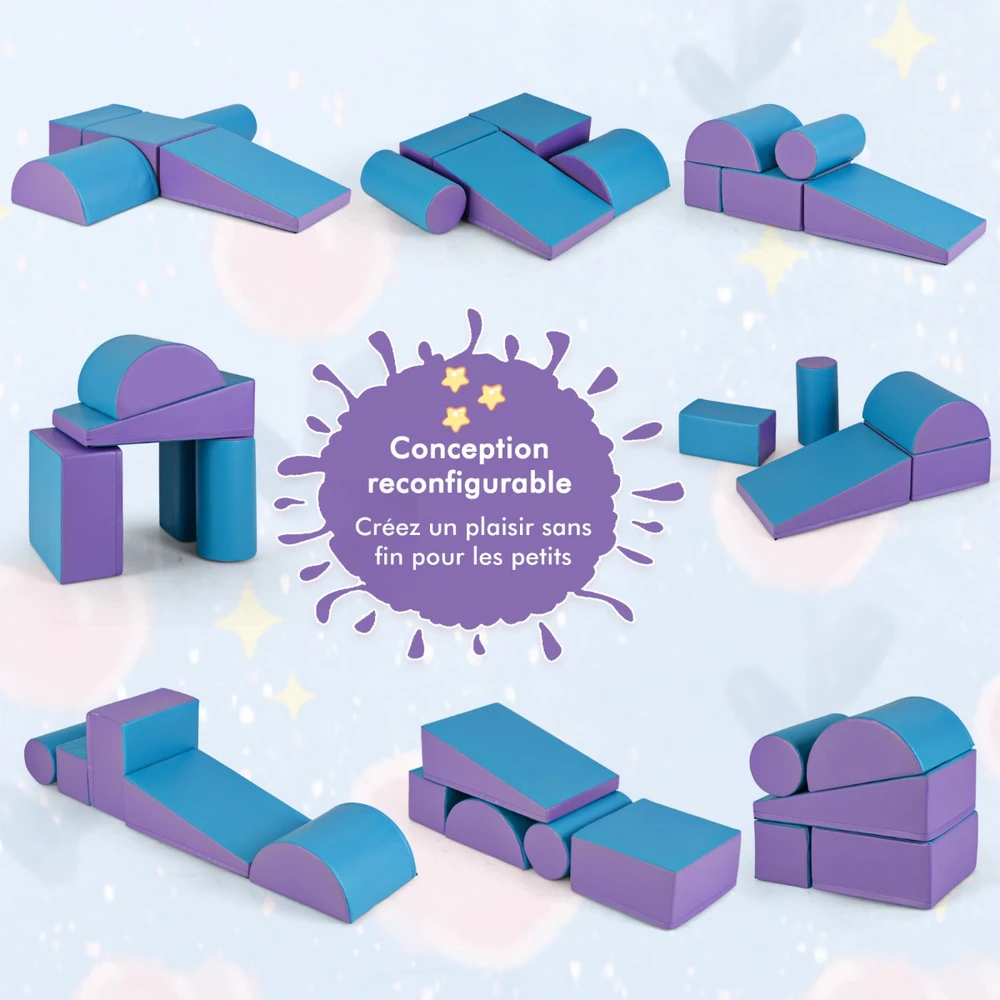 Promotion 5 vnt. putų kalnelių ir ropojimo blokai, mėlyna + violetinė