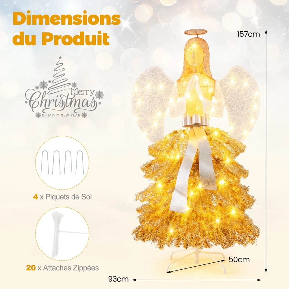 Promotion 62" Apšviesta Dirbtinė Kalėdų Eglutė Angelo Formos su LED Šviesomis