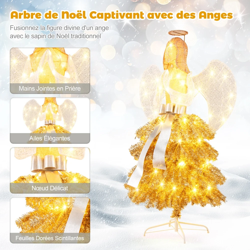 Promotion 62" Apšviesta Dirbtinė Kalėdų Eglutė Angelo Formos su LED Šviesomis