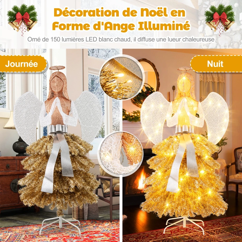 Promotion 62" Apšviesta Dirbtinė Kalėdų Eglutė Angelo Formos su LED Šviesomis