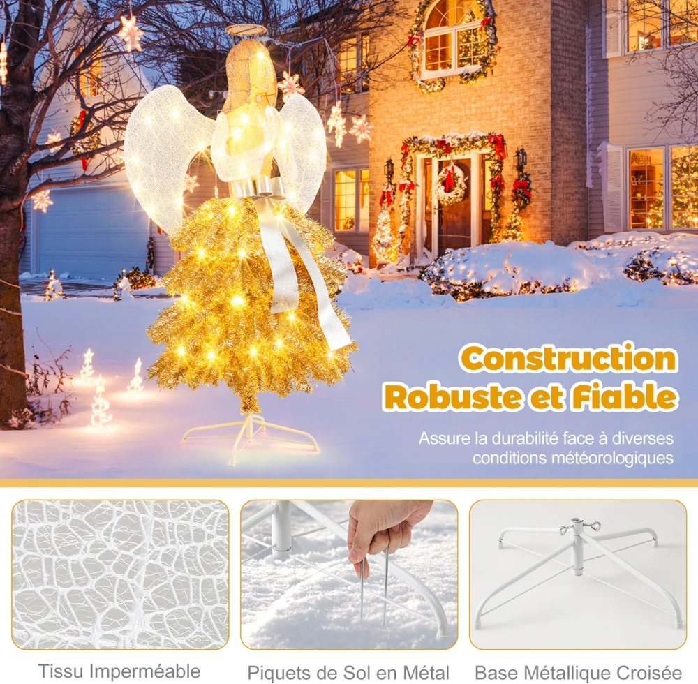 Promotion 62" Apšviesta Dirbtinė Kalėdų Eglutė Angelo Formos su LED Šviesomis