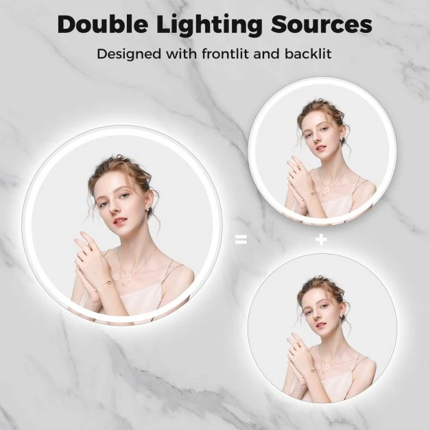 Promotion 70 cm apvalus LED vonios veidrodis sidabrinis