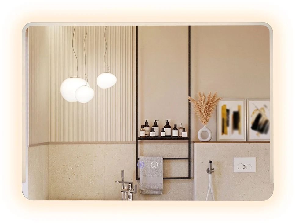 Promotion 70x50 cm LED vonios veidrodis su karštais stiklu