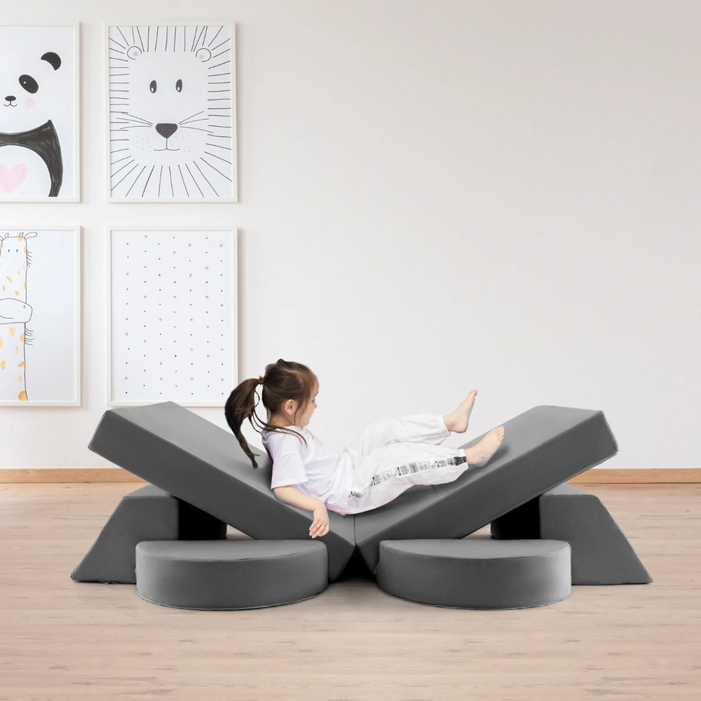 Promotion 8 dalių vaikų modulinis žaidimų sofa pilka