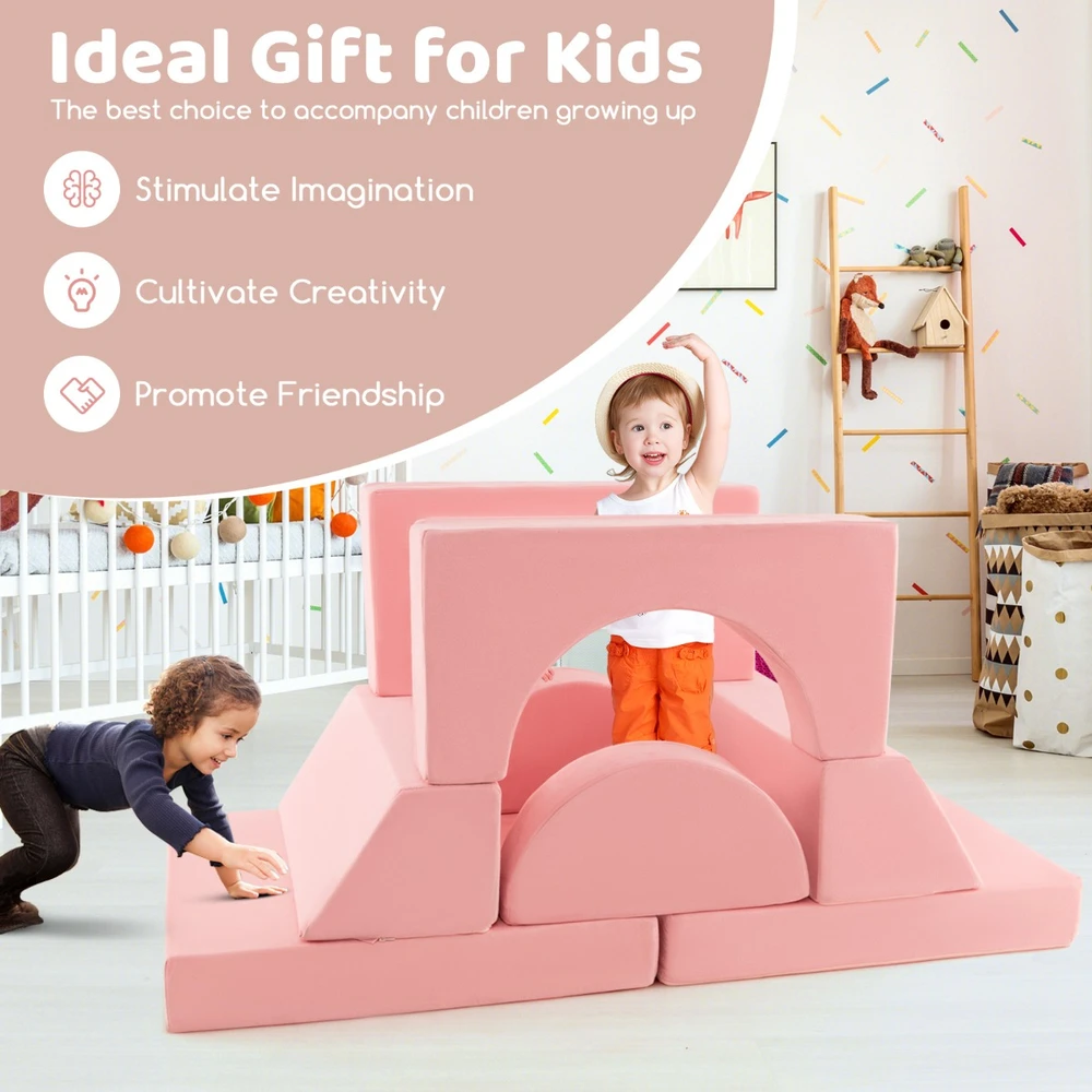 Promotion 8 dalių vaikų modulinis žaidimų sofa rožinė