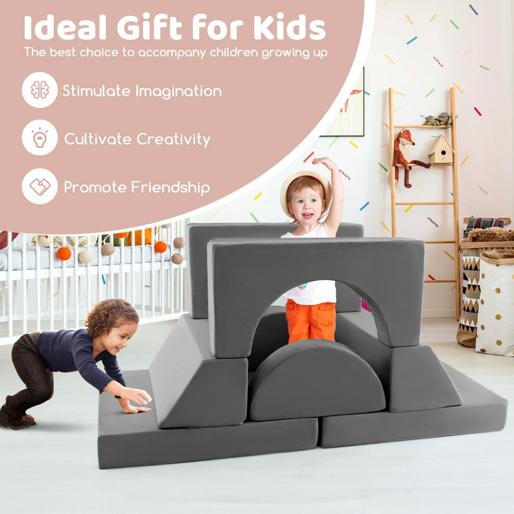 Promotion 8 dalių vaikų modulinis žaidimų sofa pilka