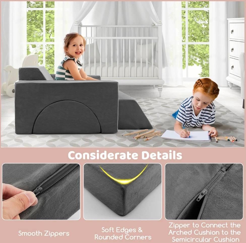 Promotion 8 dalių vaikų modulinis žaidimų sofa pilka