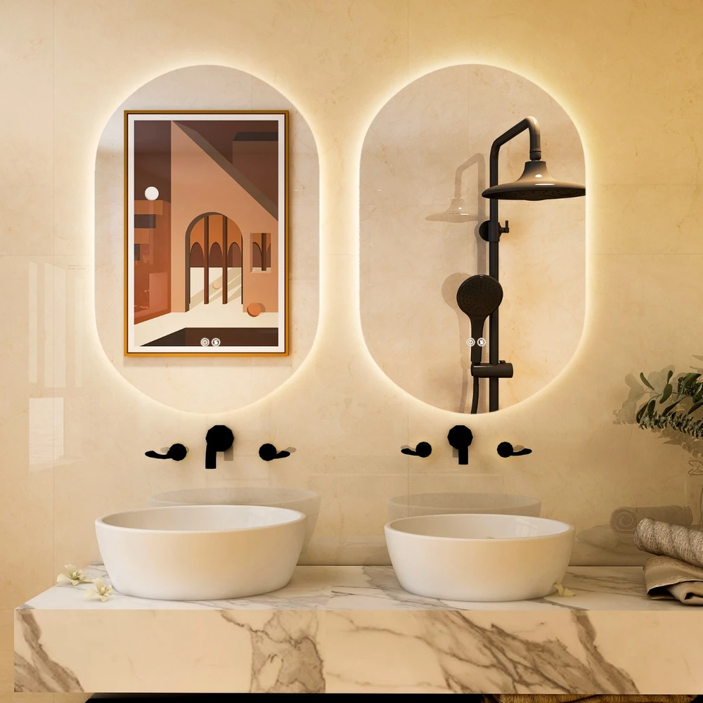 Promotion 80x50 cm LED ovalus vonios veidrodis