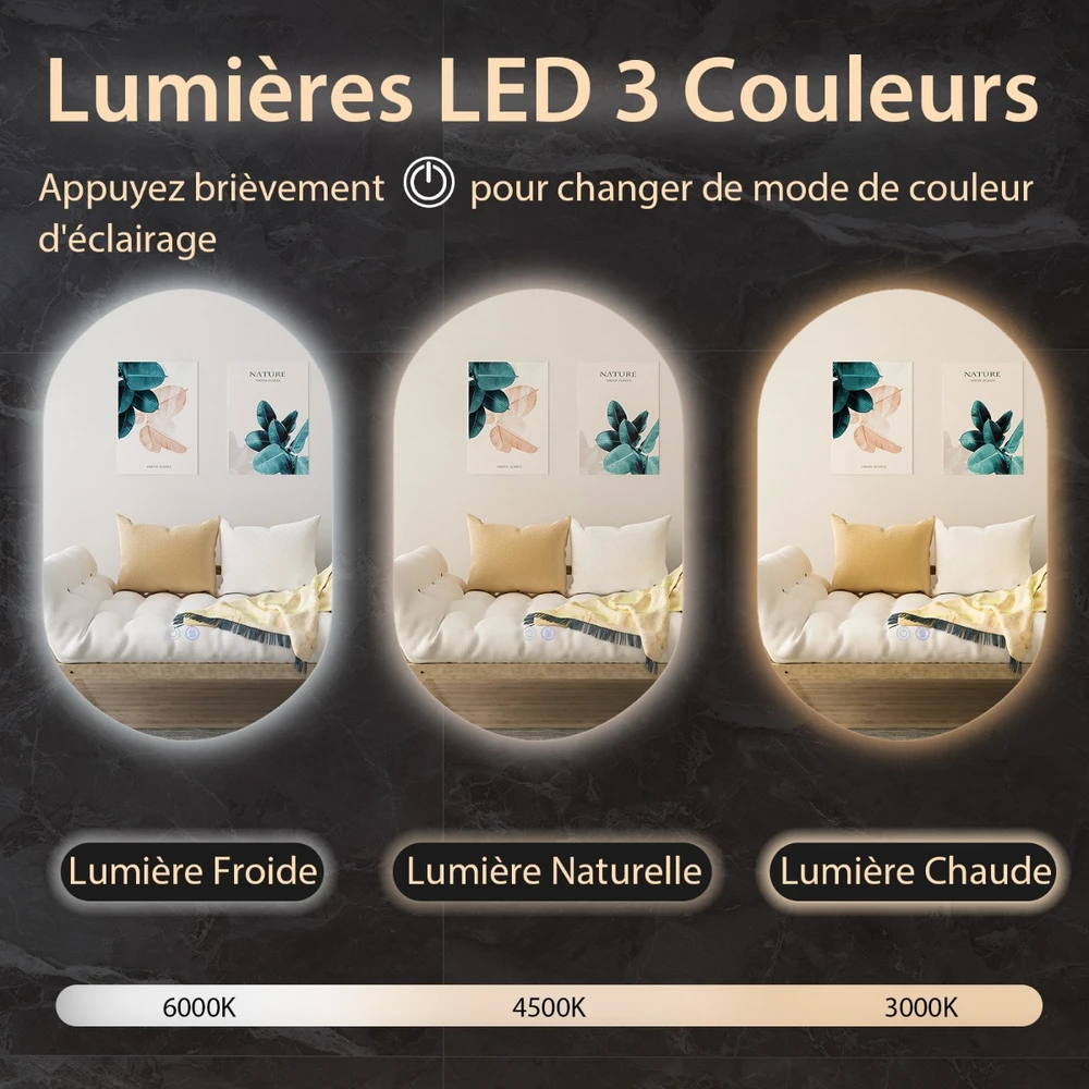 Promotion 80x50 cm LED ovalus vonios veidrodis