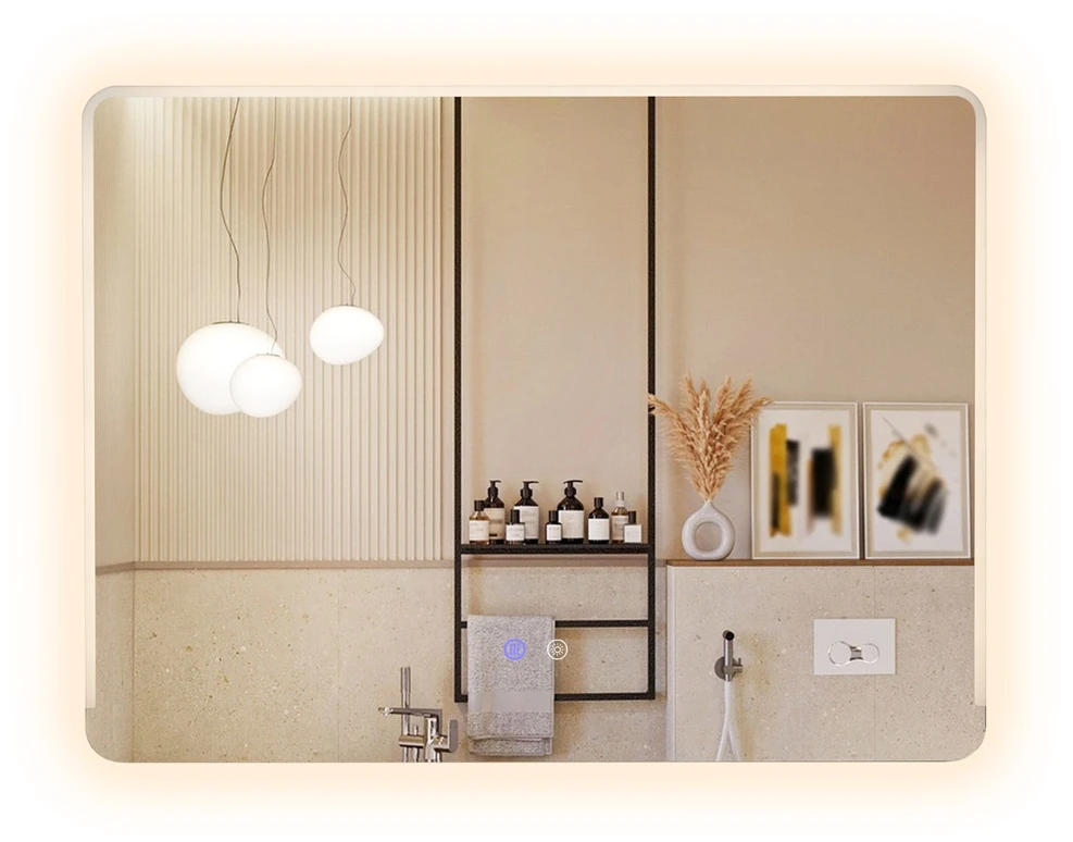 Promotion 80x60 cm LED vonios veidrodis su karštais stiklu