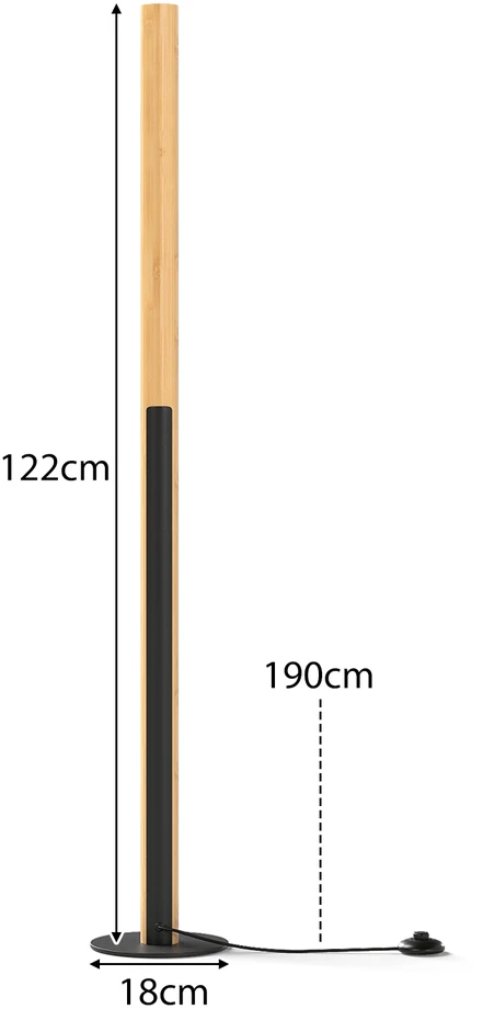 Promotion Bambuko grindų lempa su LED, reguliuojama, 122 cm