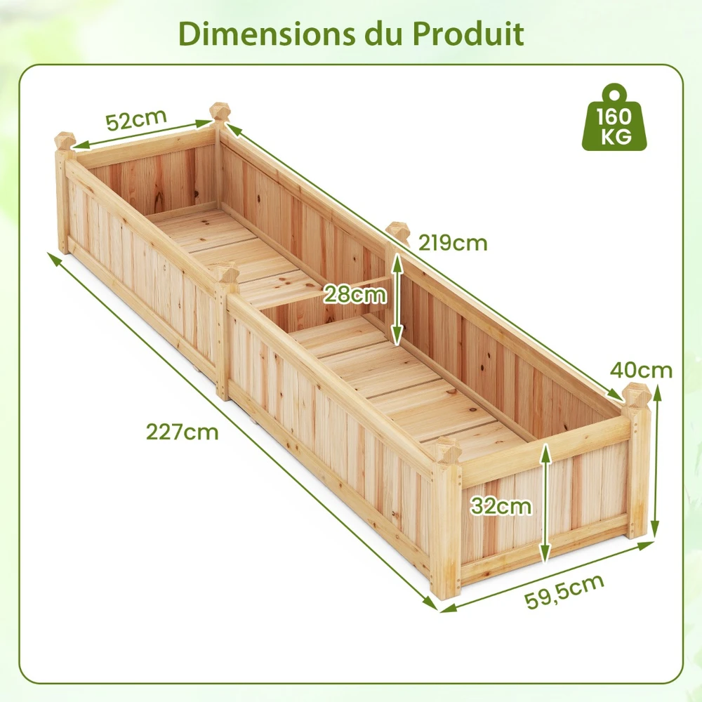 Promotion Dalijamas gėlių dėžės 91x24x16" eglės mediena