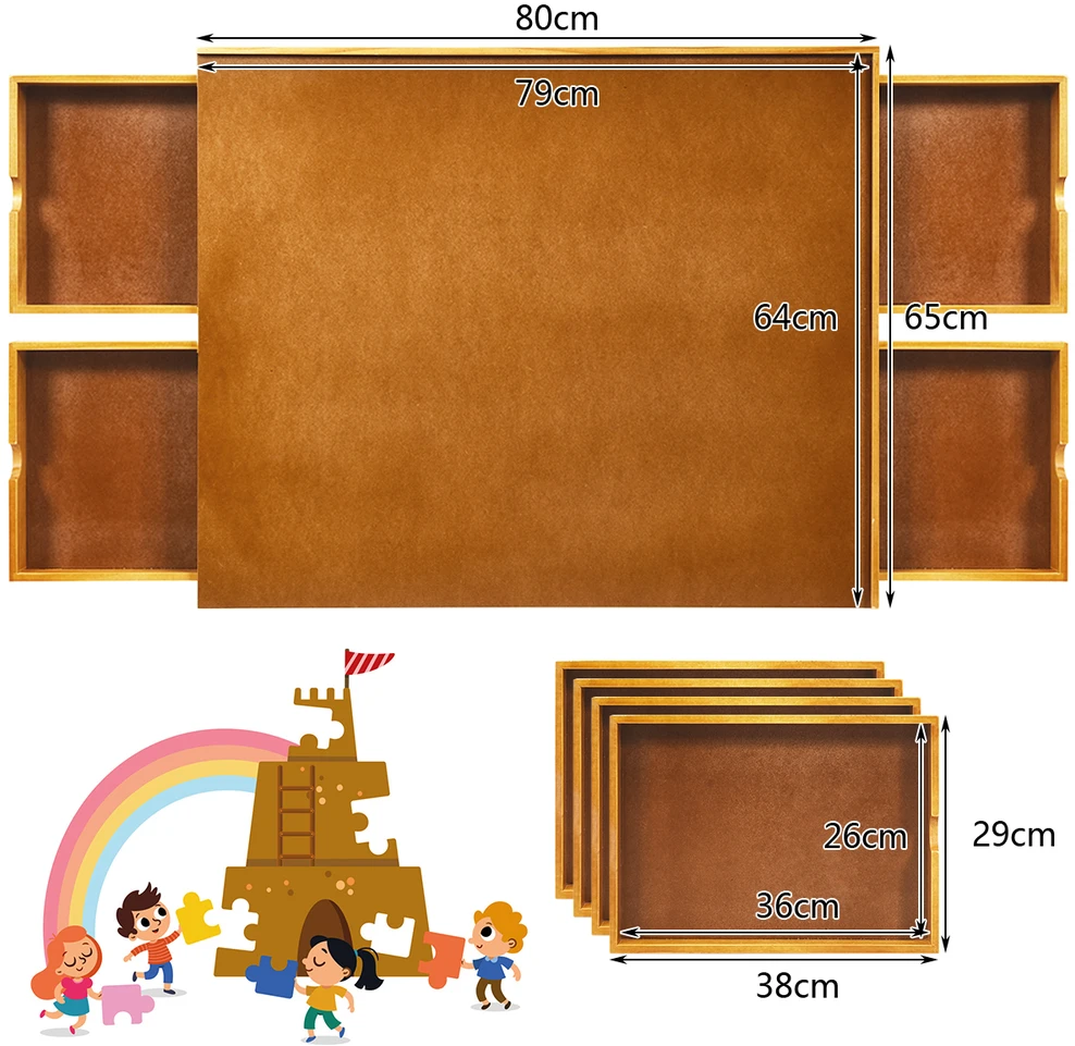 Promotion Dėlionių Stalas 80x65 cm Su 4 Stalčiais Medinis