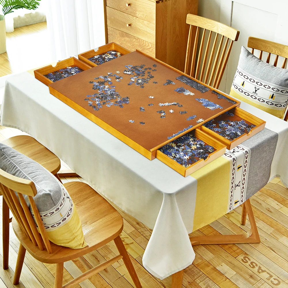 Promotion Dėlionių Stalas 80x65 cm Su 4 Stalčiais Medinis