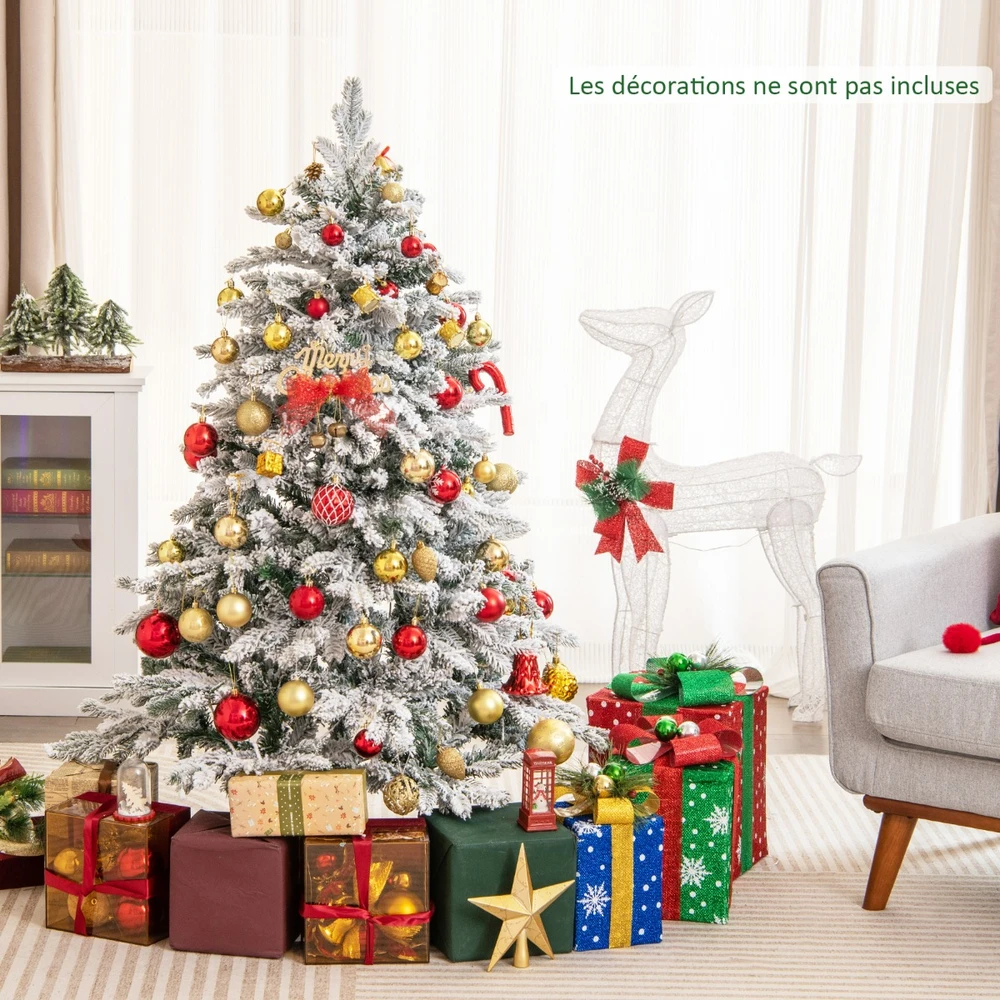 Promotion Dirbtinė Kalėdų eglutė 135cm su 757 šakų galiukais ir 120 šiltų baltų LED lempučių, apibarstyta sniegu