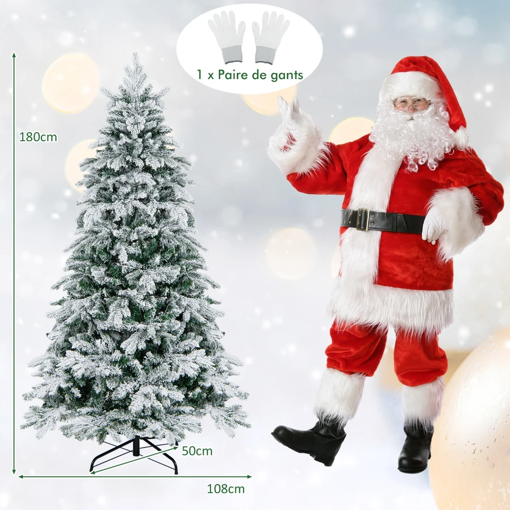 Promotion Dirbtinė Kalėdų eglutė 180cm su 1415 šakų galiukais ir 260 šiltų baltų LED lempučių, apibarstyta sniegu