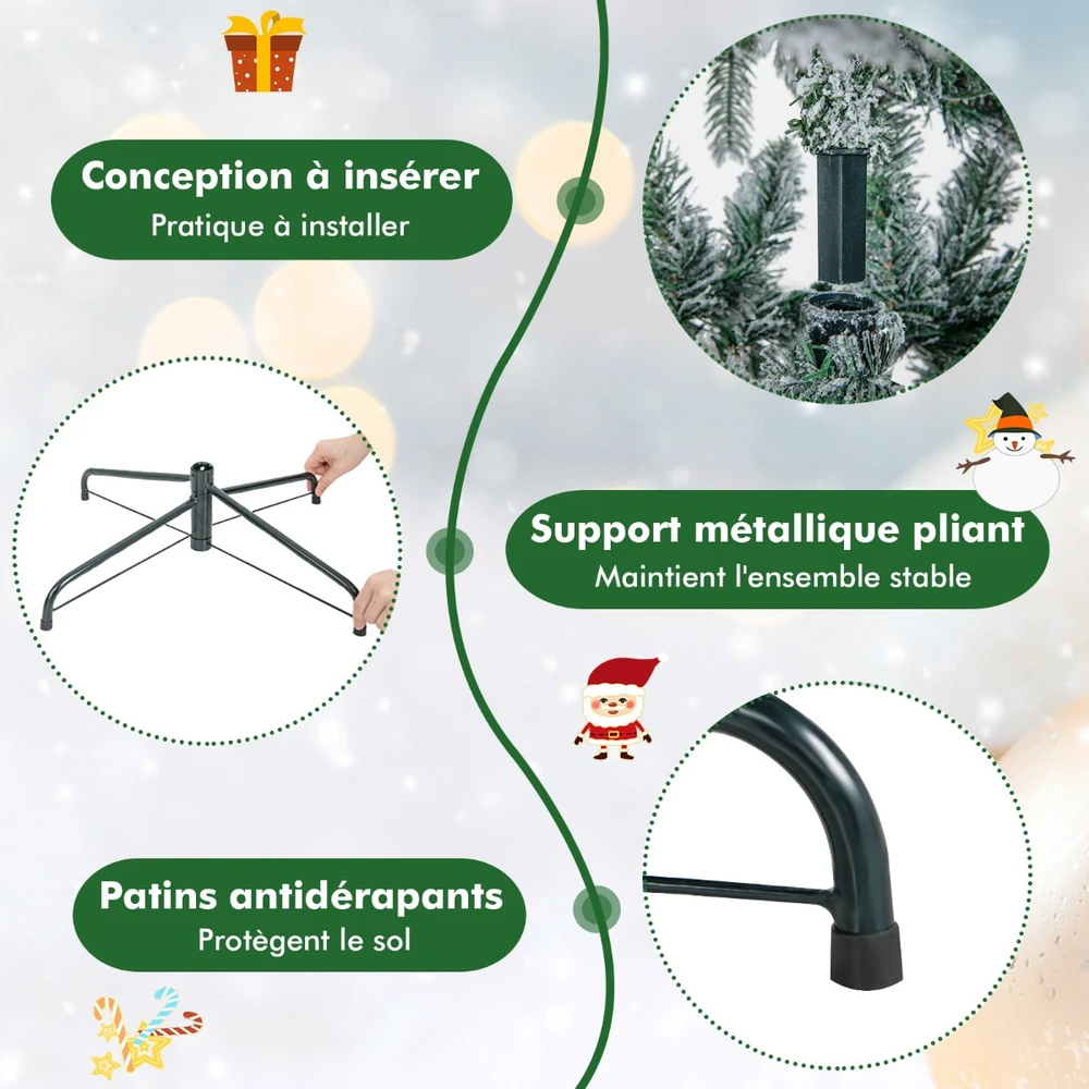 Promotion Dirbtinė Kalėdų eglutė 180cm su 1415 šakų galiukais ir 260 šiltų baltų LED lempučių, apibarstyta sniegu