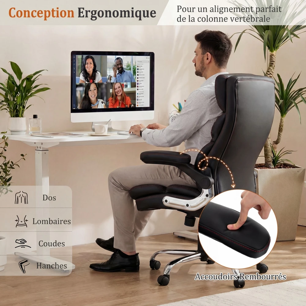 Promotion Dirbtinės odos ergonomiška biuro kėdė, juoda