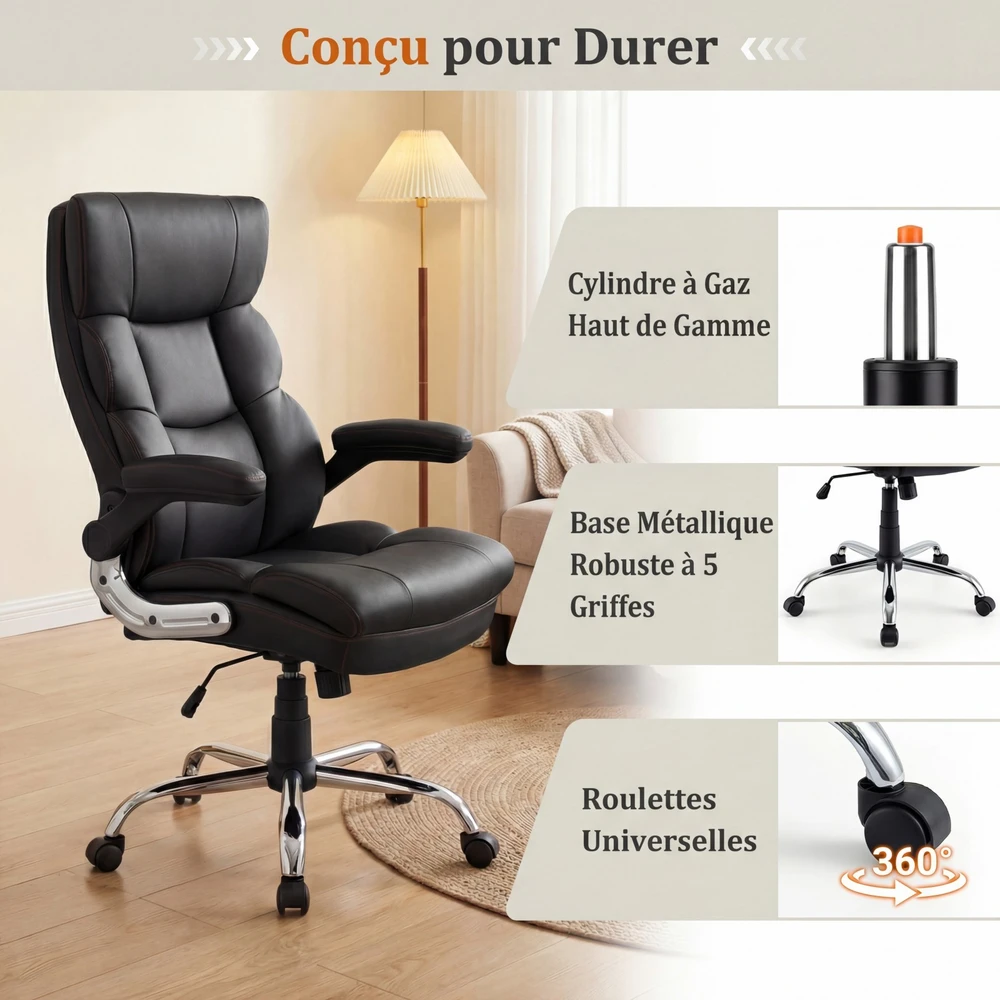 Promotion Dirbtinės odos ergonomiška biuro kėdė, juoda