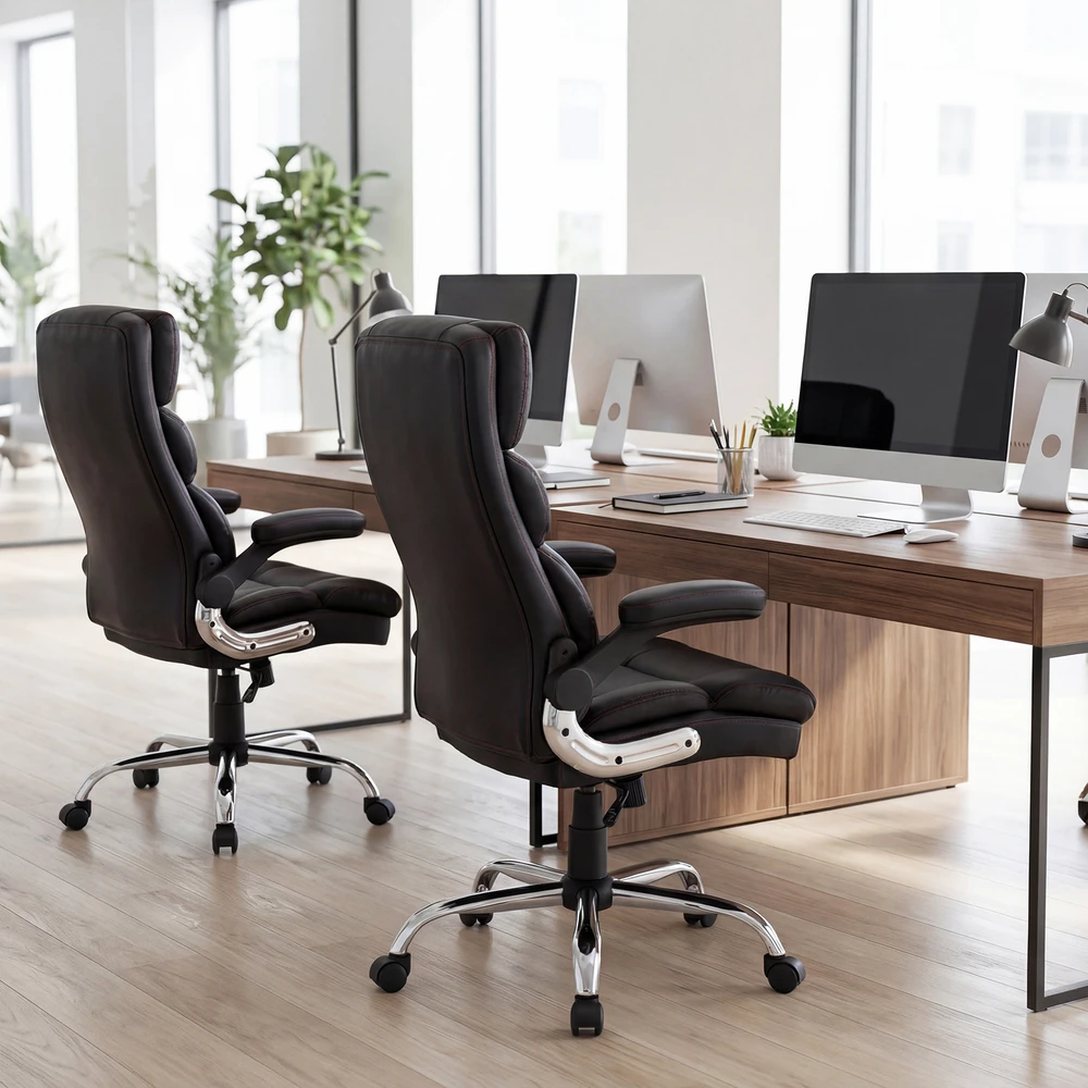 Promotion Dirbtinės odos ergonomiška biuro kėdė, juoda