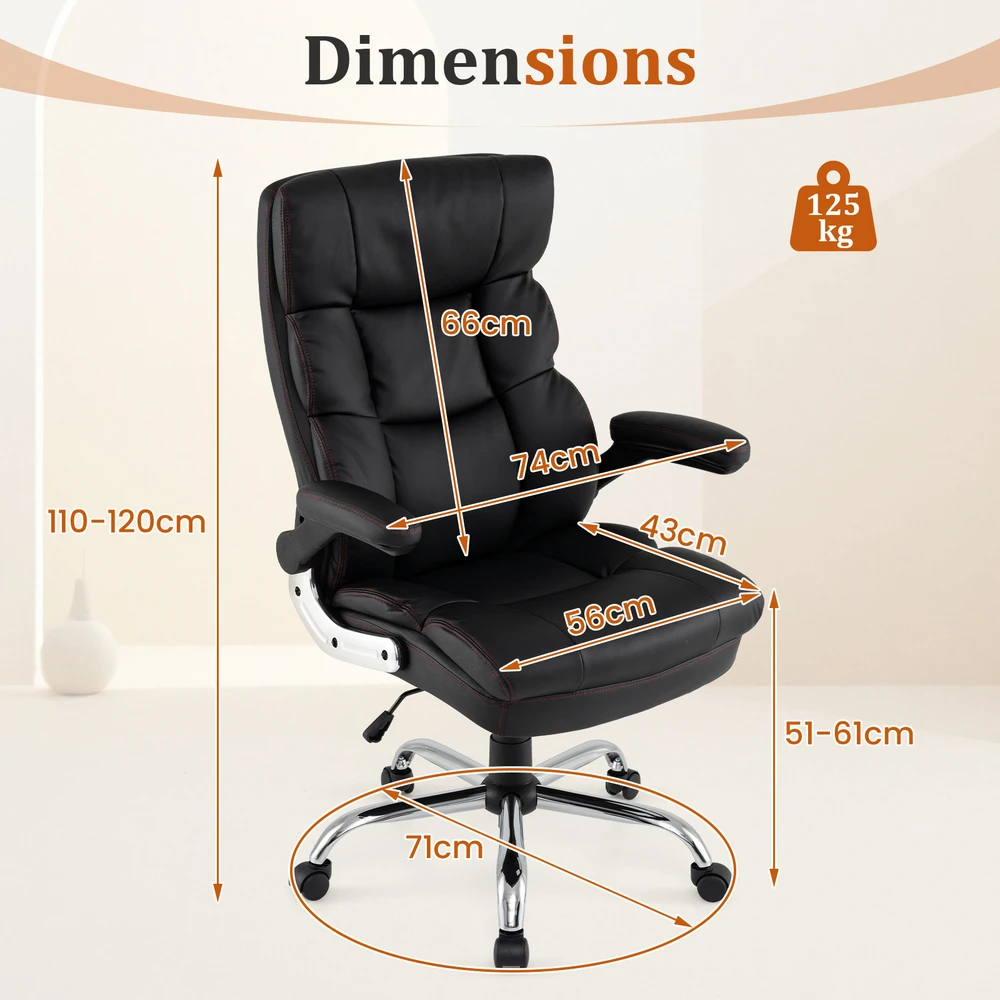 Promotion Dirbtinės odos ergonomiška biuro kėdė, juoda