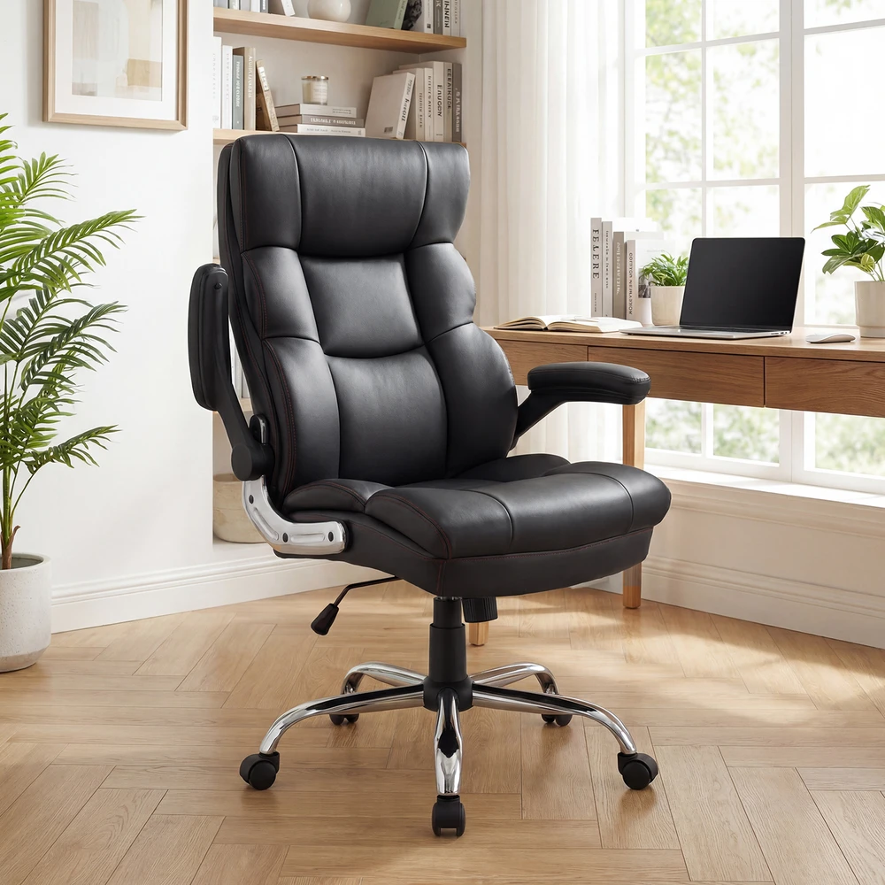 Promotion Dirbtinės odos ergonomiška biuro kėdė, juoda