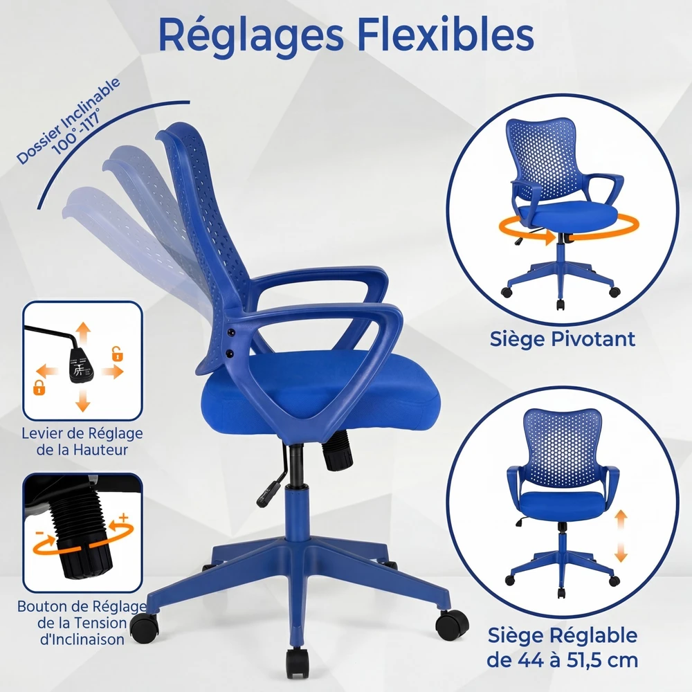 Promotion Ergonomiška biuro kėdė 150kg mėlyna