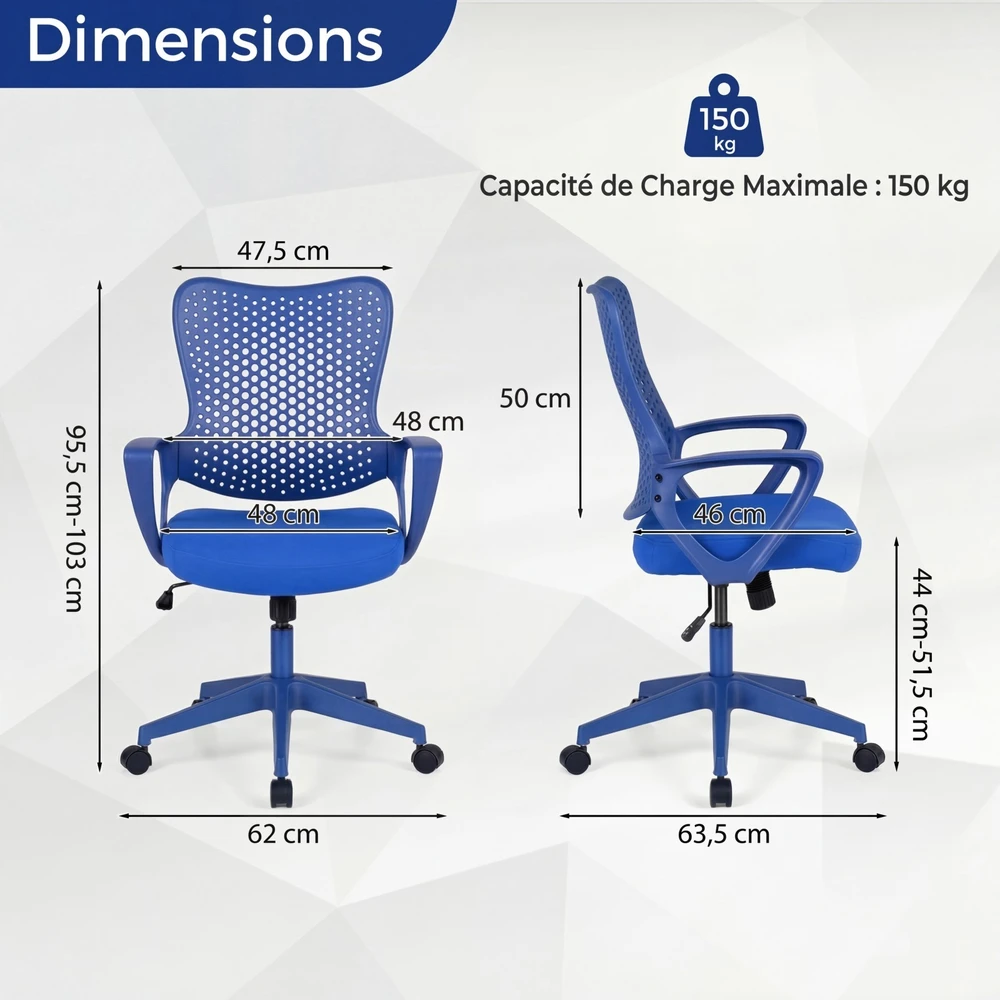 Promotion Ergonomiška biuro kėdė 150kg mėlyna