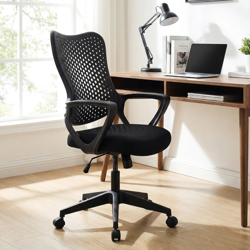 Costway Ergonomiška biuro kėdė su porankiais juoda