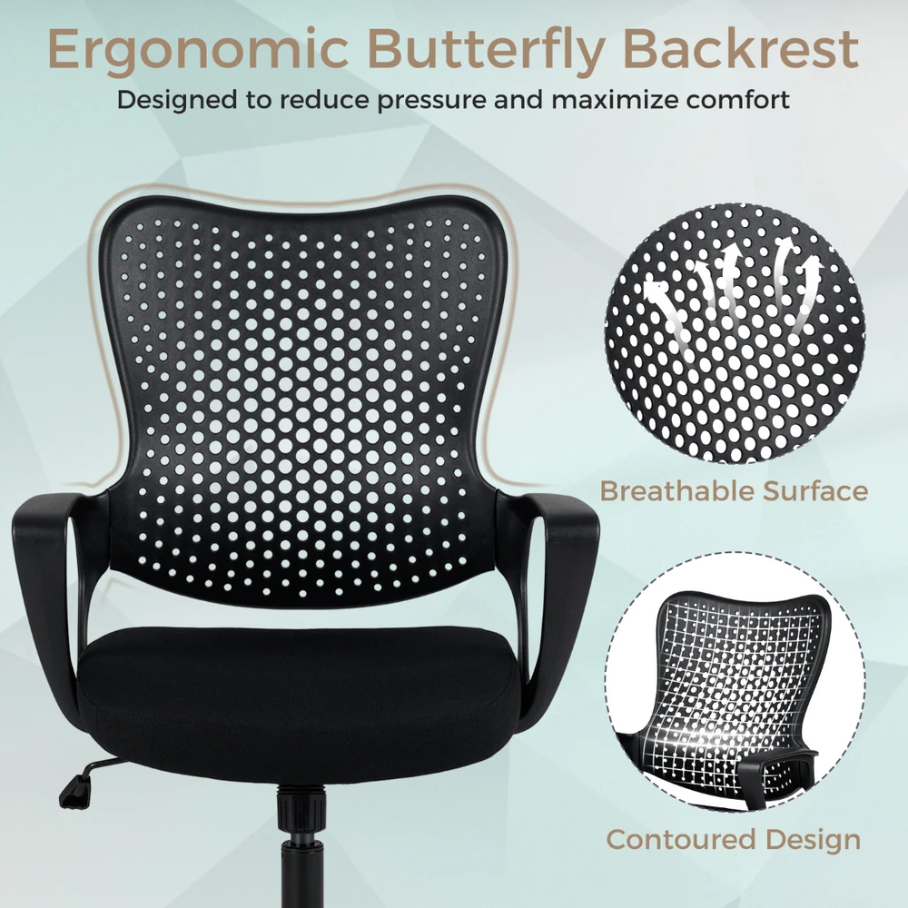Costway Ergonomiška biuro kėdė su porankiais juoda