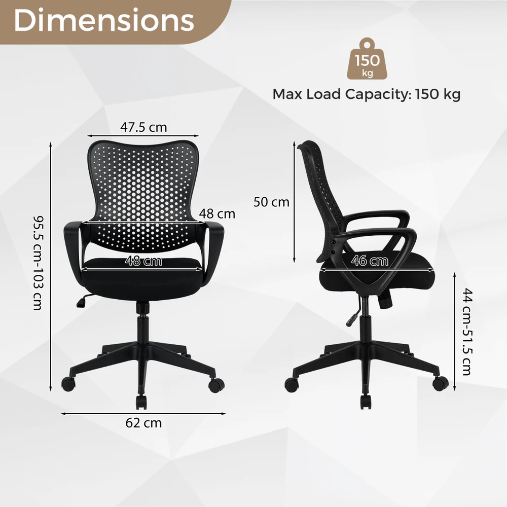 Costway Ergonomiška biuro kėdė su porankiais juoda