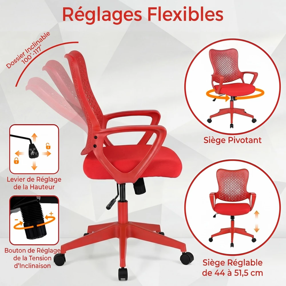 Promotion Ergonomiška sukama biuro kėdė su porankiais, raudona