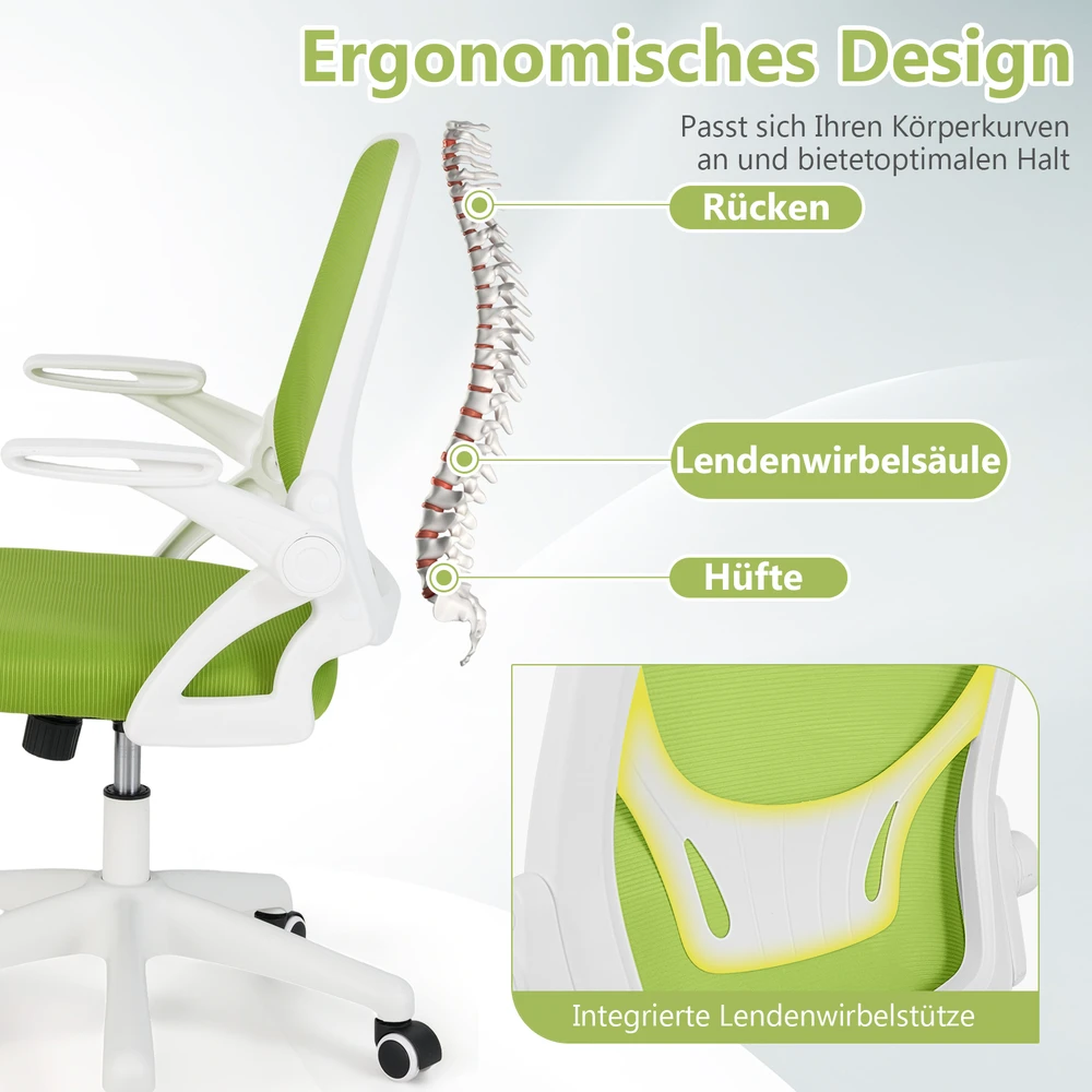 Promotion Ergonomiškas žalias biuro kėdė sulankstomais porankiais