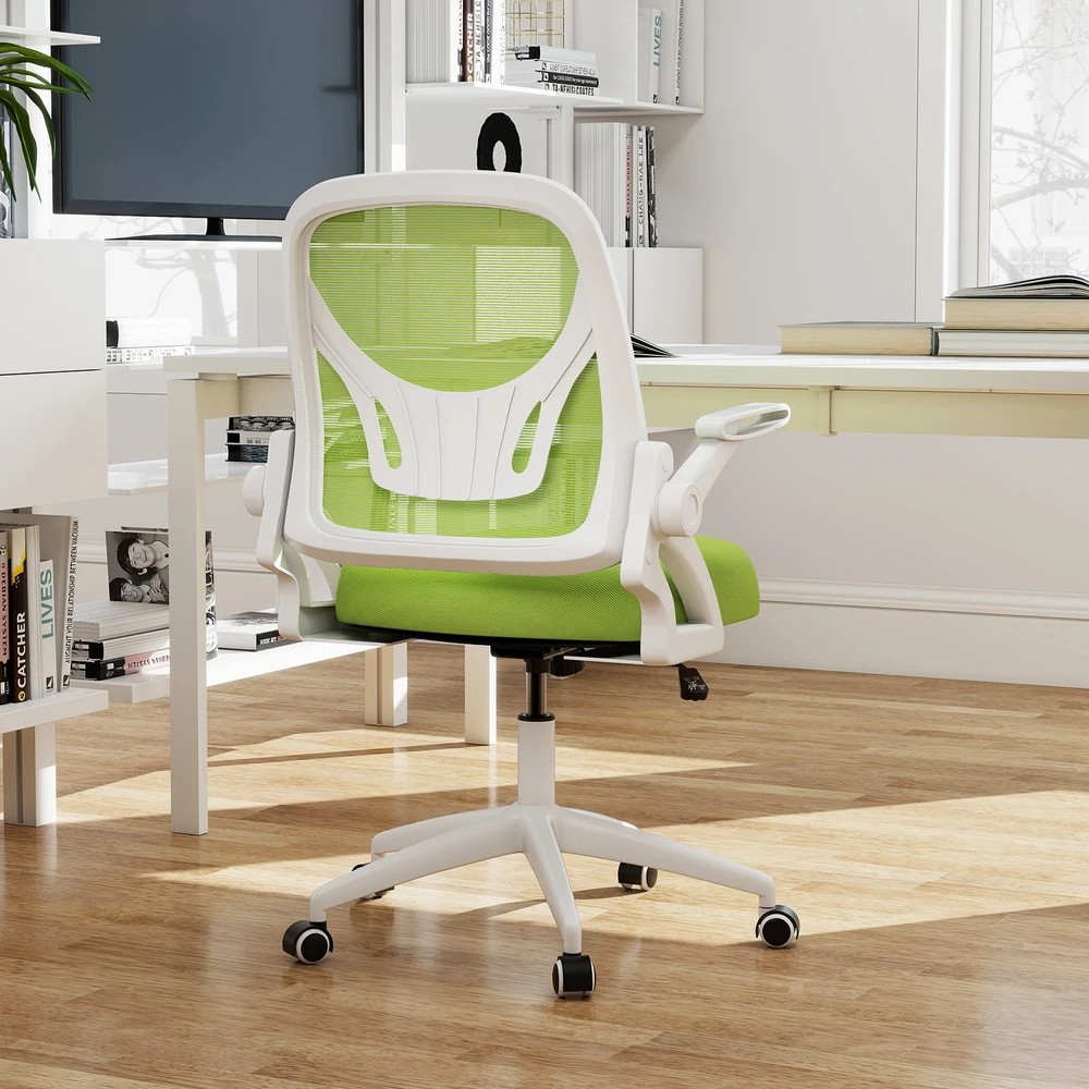 Promotion Ergonomiškas žalias biuro kėdė sulankstomais porankiais