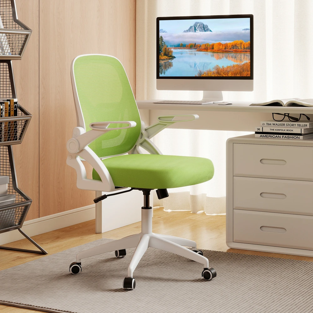 Promotion Ergonomiškas žalias biuro kėdė sulankstomais porankiais