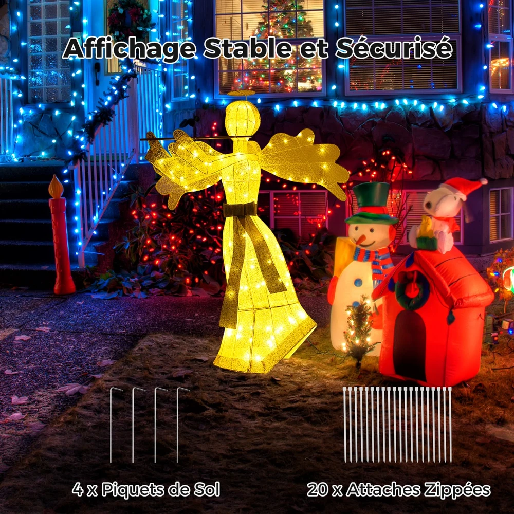 Promotion Kalėdinė dekoracija angelo formos su 100 LED šviesų 150 cm