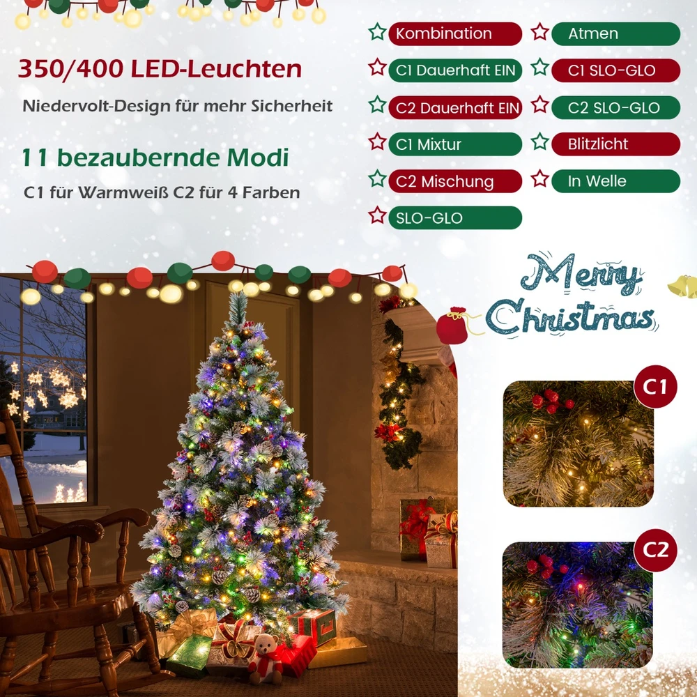 Promotion Kalėdinė eglutė Ø110x185 cm su LED žiburiais žalia/balta