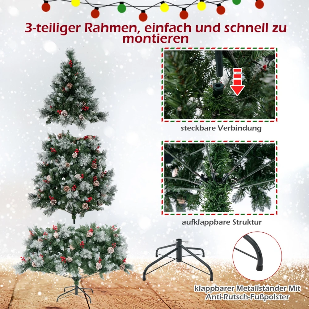 Promotion Kalėdinė eglutė Ø125x215 cm su LED žiburiais žalia/balta