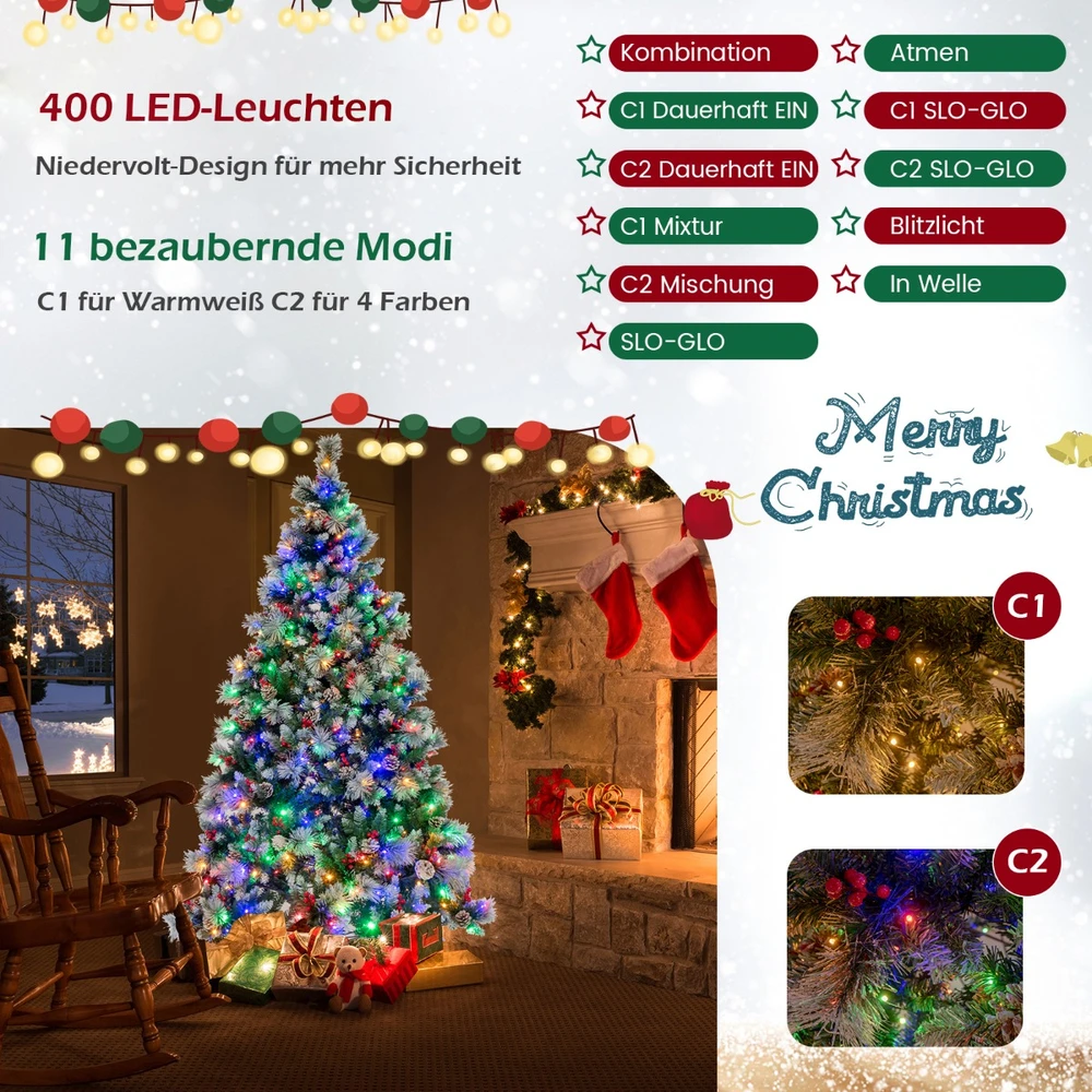 Promotion Kalėdinė eglutė Ø125x215 cm su LED žiburiais žalia/balta