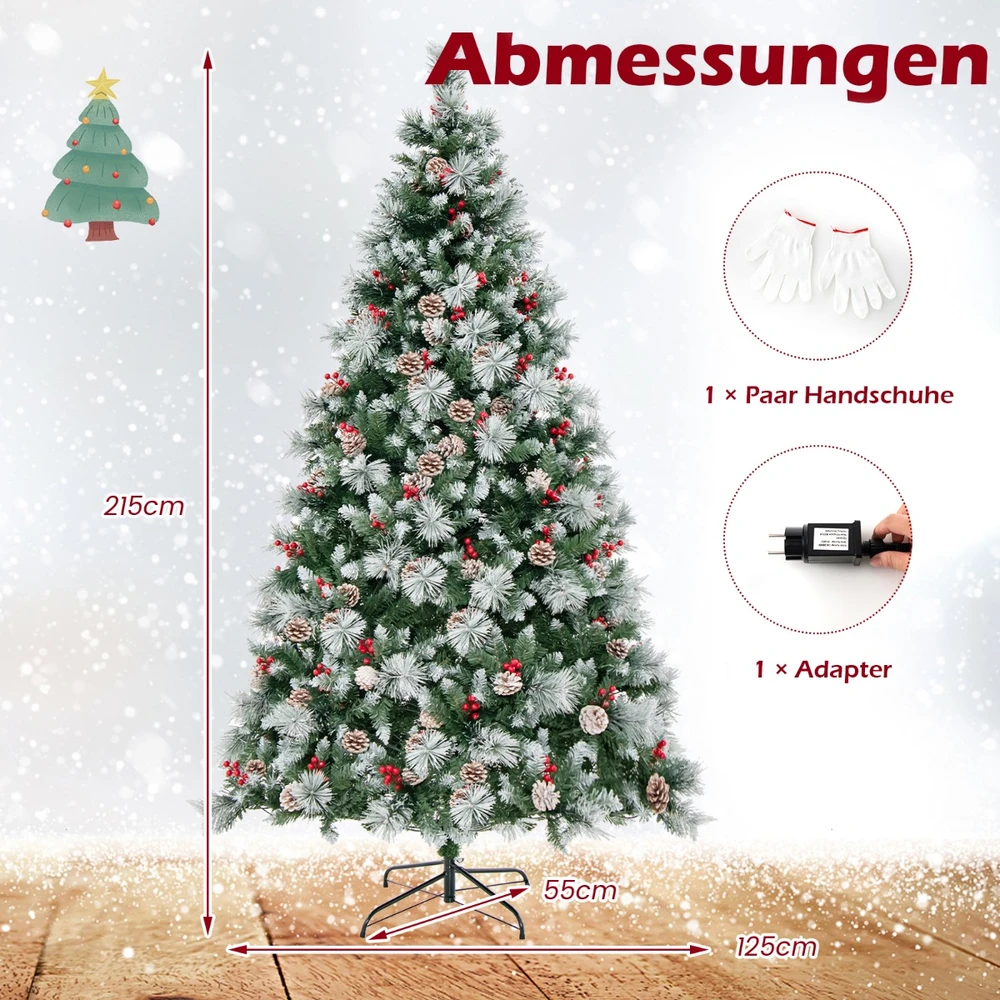 Promotion Kalėdinė eglutė Ø125x215 cm su LED žiburiais žalia/balta