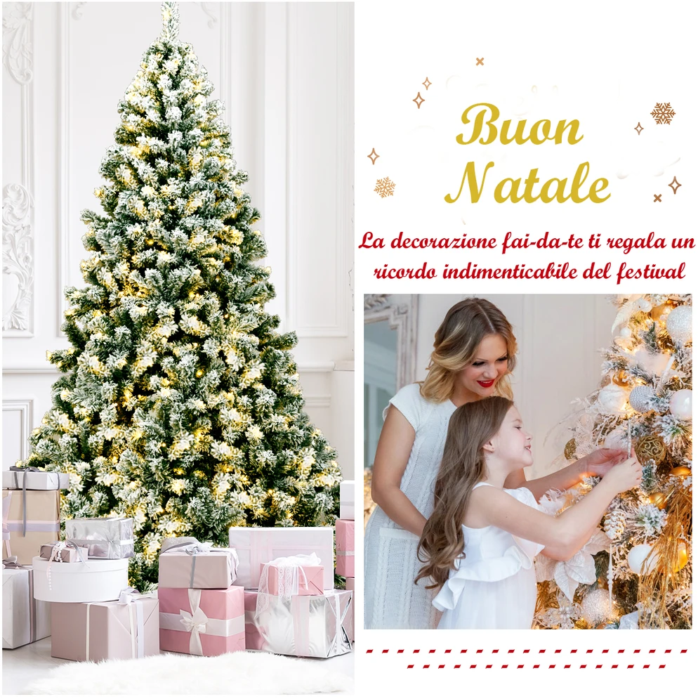 Promotion Kalėdinė eglutė su sniegu 225 cm su LED apšvietimu