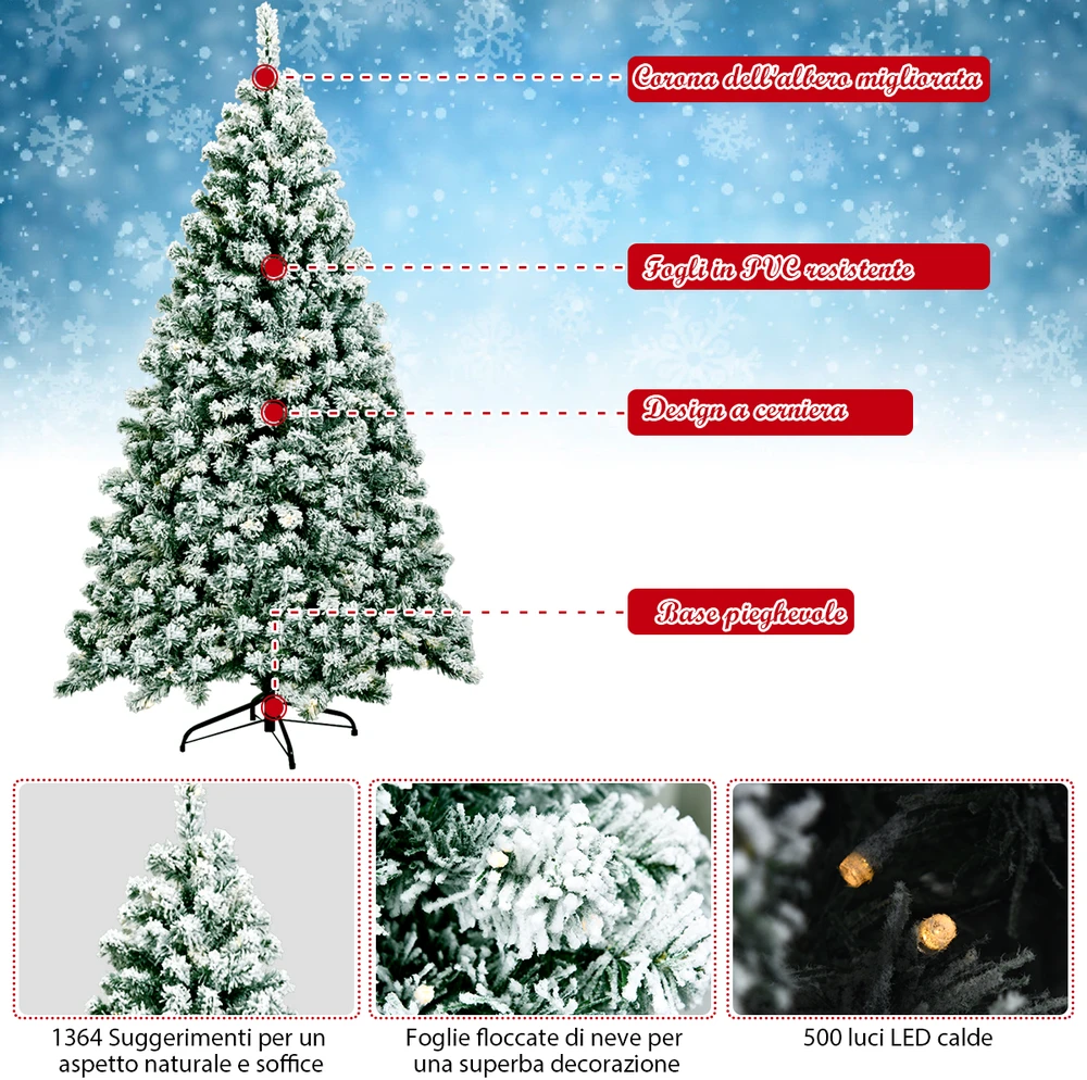 Promotion Kalėdinė eglutė su sniegu 225 cm su LED apšvietimu