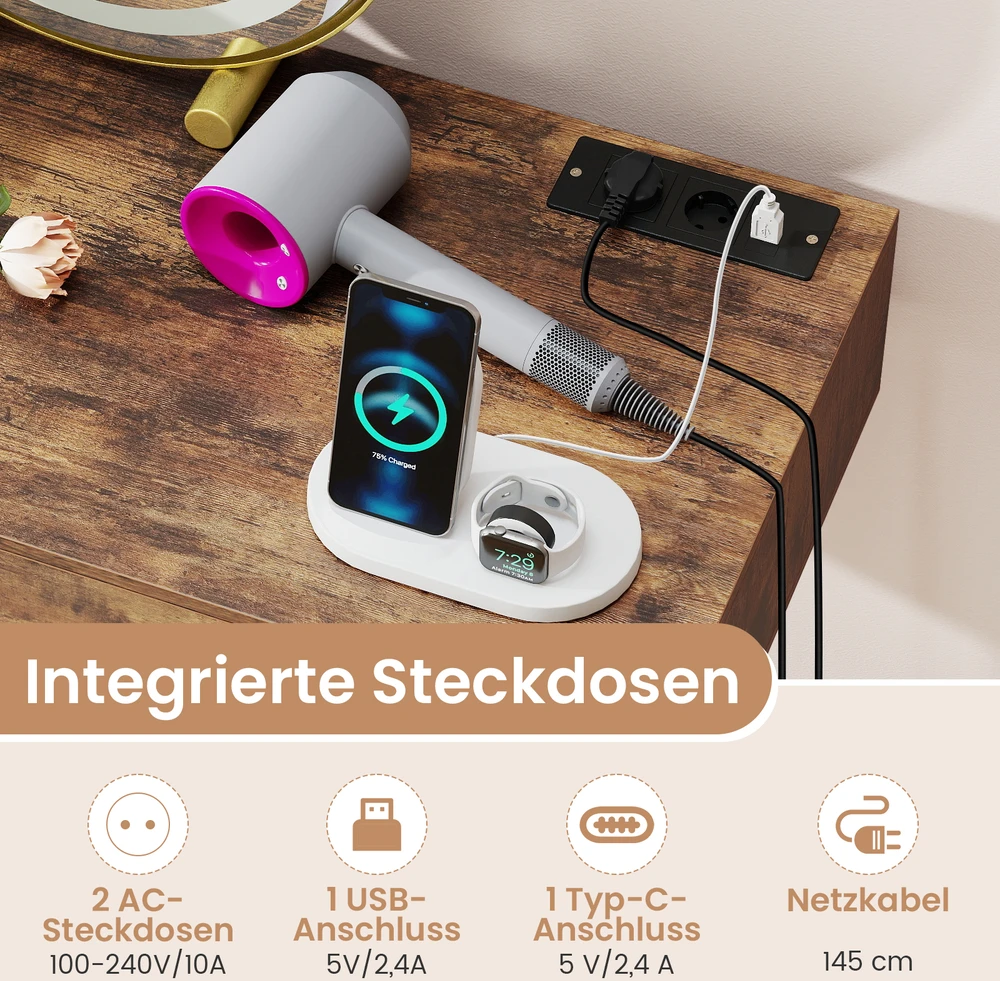 Promotion Kosmetinis staliukas su veidrodžiu, apšvietimu ir taburete
