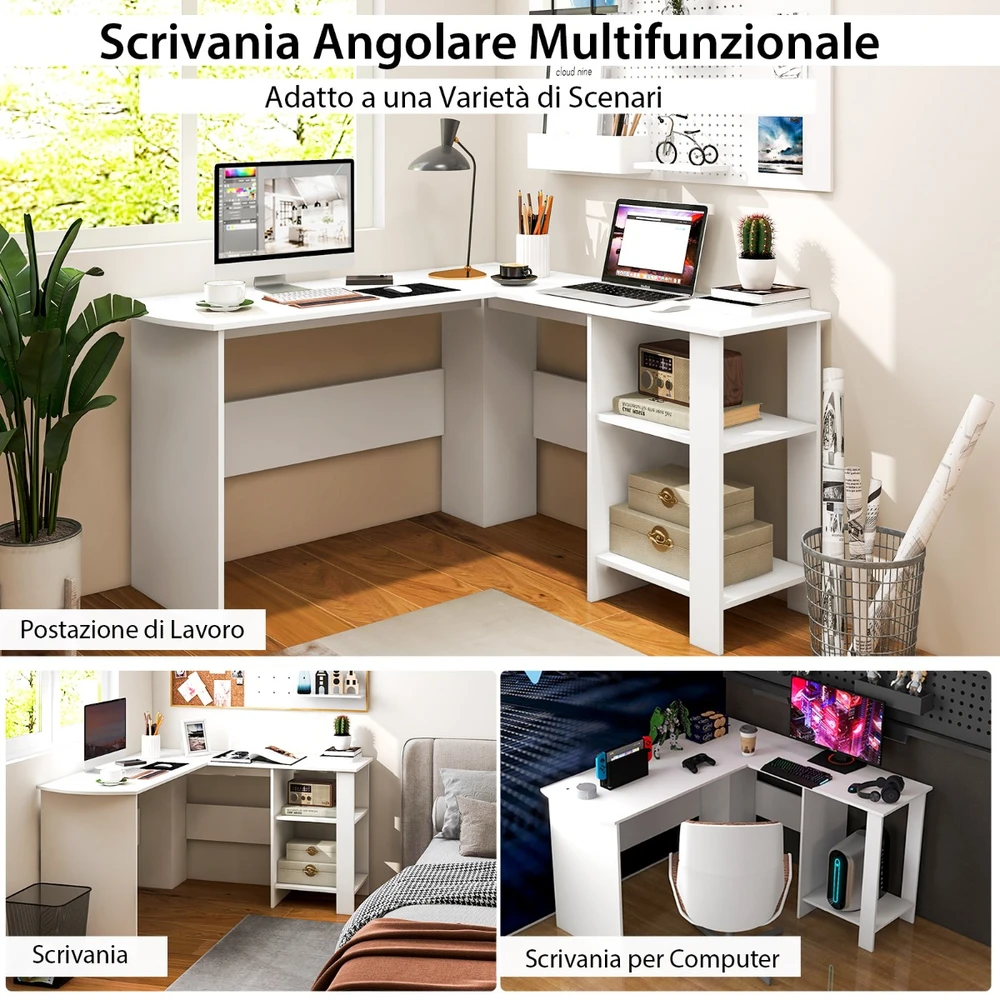 Promotion L formos kompiuterio stalas 130x130cm balta