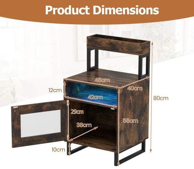 Promotion LED naktinis staliukas rudas spalvos 45x40x80 cm